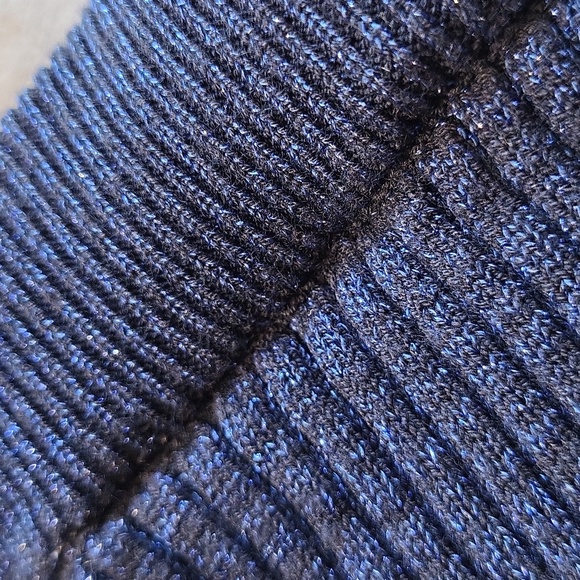 Nordstrom's Open Edit Blue & Black Sparkle Ribbed Sweater Skirt, Small - Picture 10 of 10